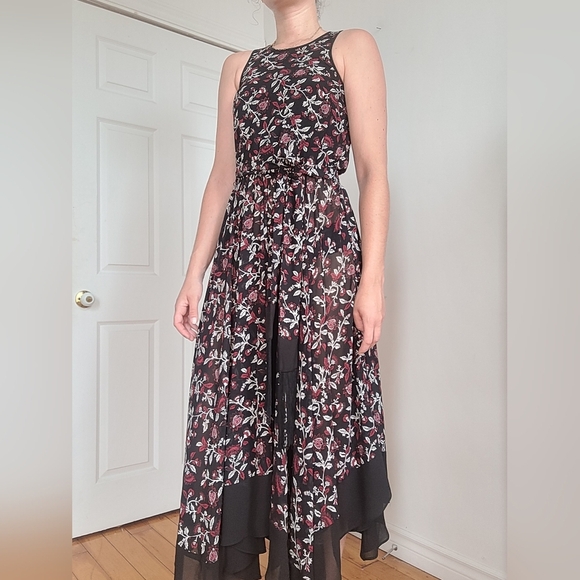 Michael Kors Black and Red Floral High Low Dress - Picture 3 of 6